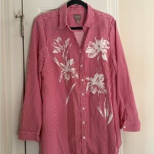 Chico's Red and White Striped Shirt